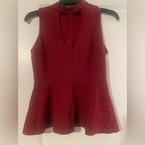 Papaya Red Peplum Tank Top